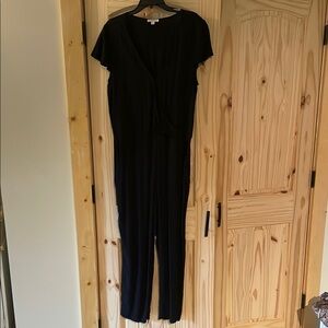 J. Crew Black Jumpsuit with Short Sleeves and Relaxed Silhouette
